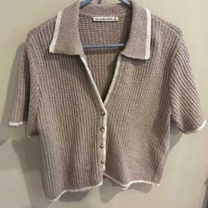 Abercrombie & Fitch Short-Sleeve Crochet-Style Polo